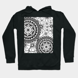 Mandalas over flowers Hoodie